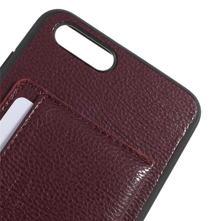 PU Leather Coated TPU Kickstand Card Holder Shell for Huawei Honor V10/View 10 - Wine Red-4