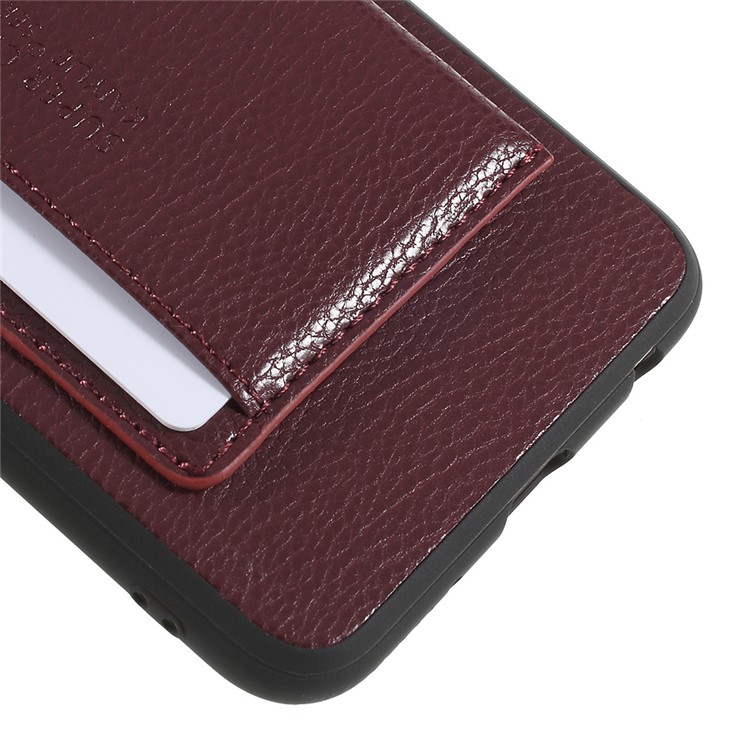 PU Leather Coated TPU Kickstand Card Holder Shell for Huawei Honor V10/View 10 - Wine Red-5
