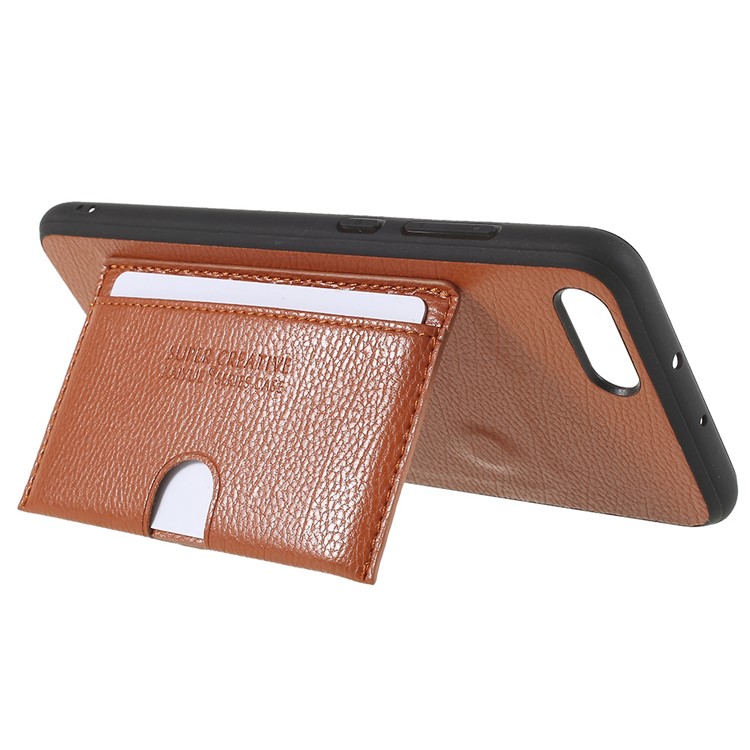 PU Leather Coated TPU Kickstand Card Slot Case for Huawei Honor V10/View 10 - Brown-3