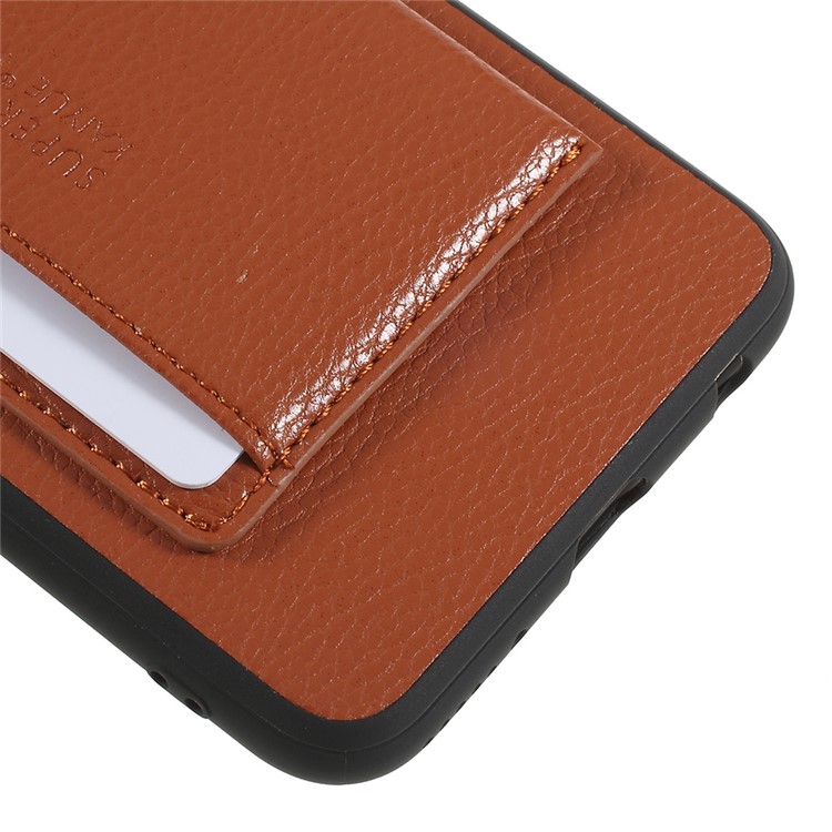 PU Leather Coated TPU Kickstand Card Slot Case for Huawei Honor V10/View 10 - Brown-5