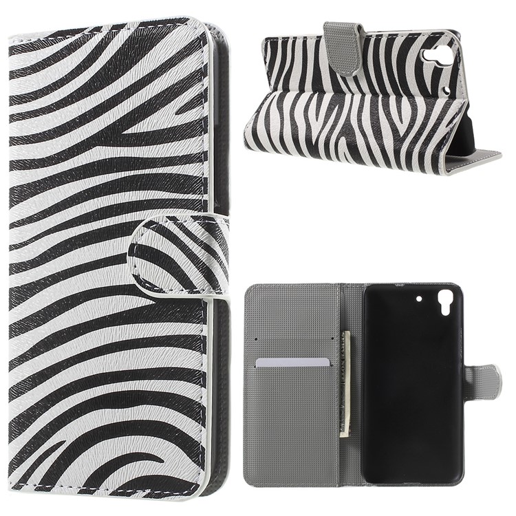 Diary Style Wallet Leather Case for Huawei Honor 4A / Y6 - Zebra Stripes-1