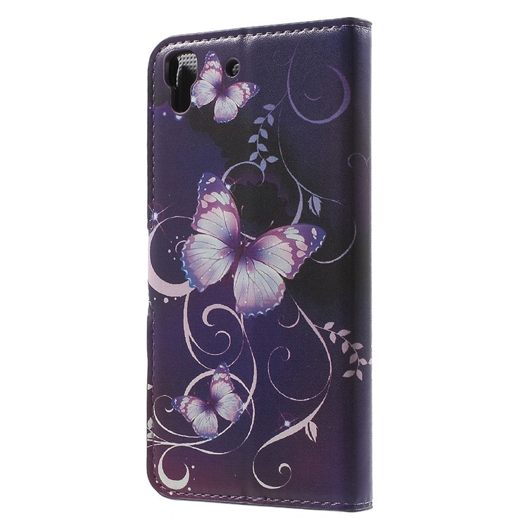 Diary Style Wallet Leather Cover for Huawei Honor 4A / Y6 - Purple Butterfly-2