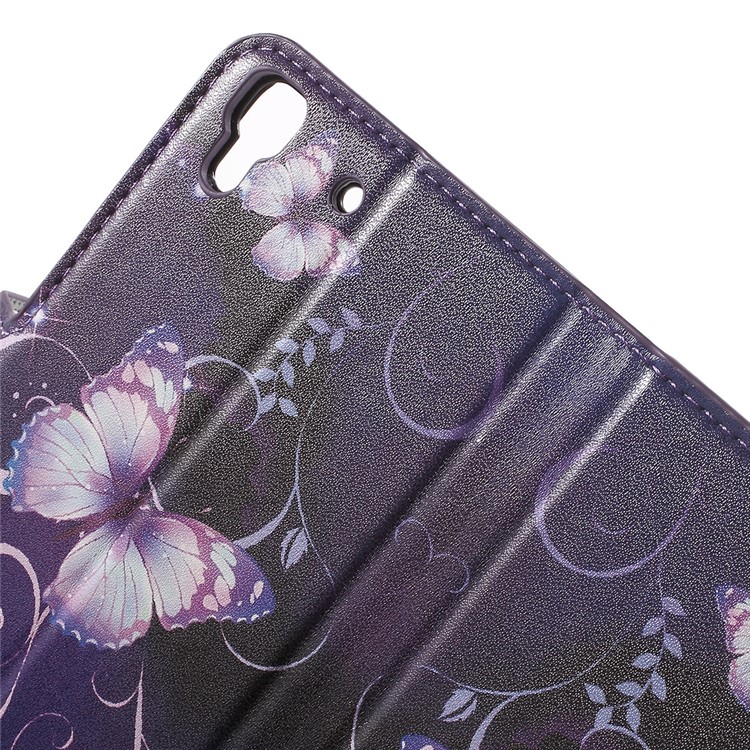 Diary Style Wallet Leather Cover for Huawei Honor 4A / Y6 - Purple Butterfly-6