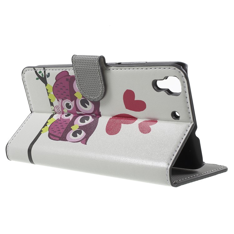 Protective Leather Stand Case for Huawei Honor 4A / Y6 - Sweet Owl Family-3