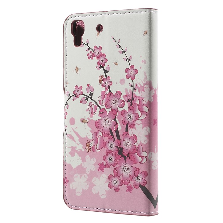 Card Holder Stand Leather Case for Huawei Honor 4A / Y6 - Plum Blossom-2
