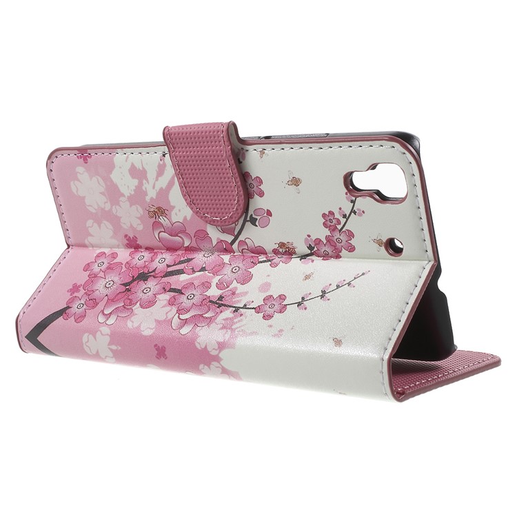 Card Holder Stand Leather Case for Huawei Honor 4A / Y6 - Plum Blossom-3