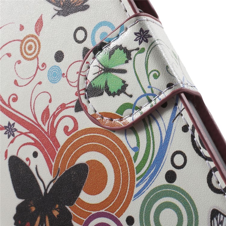 Card Holder Stand Leather Cover for Huawei Honor 4A / Y6 - Butterflies and Circles-7