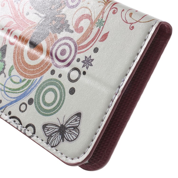 Card Holder Stand Leather Cover for Huawei Honor 4A / Y6 - Butterflies and Circles-8