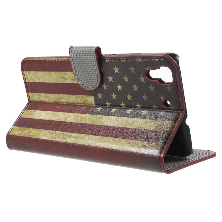 PU Leather Wallet Stand Cover for Huawei Honor 4A / Y6 - Vintage US Flag-3