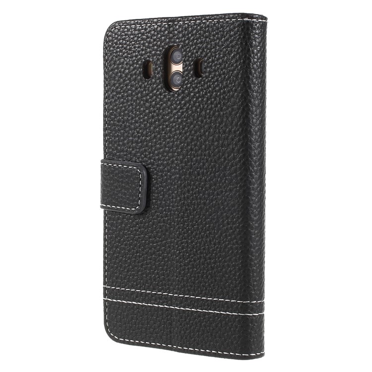 Litchi Texture Wallet Stand Leather Phone Case for Huawei Mate 10 - Black-2