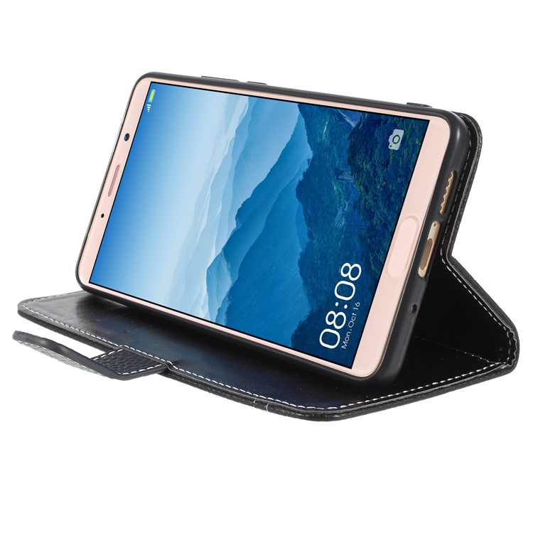 Litchi Texture Wallet Stand Leather Phone Case for Huawei Mate 10 - Black-4