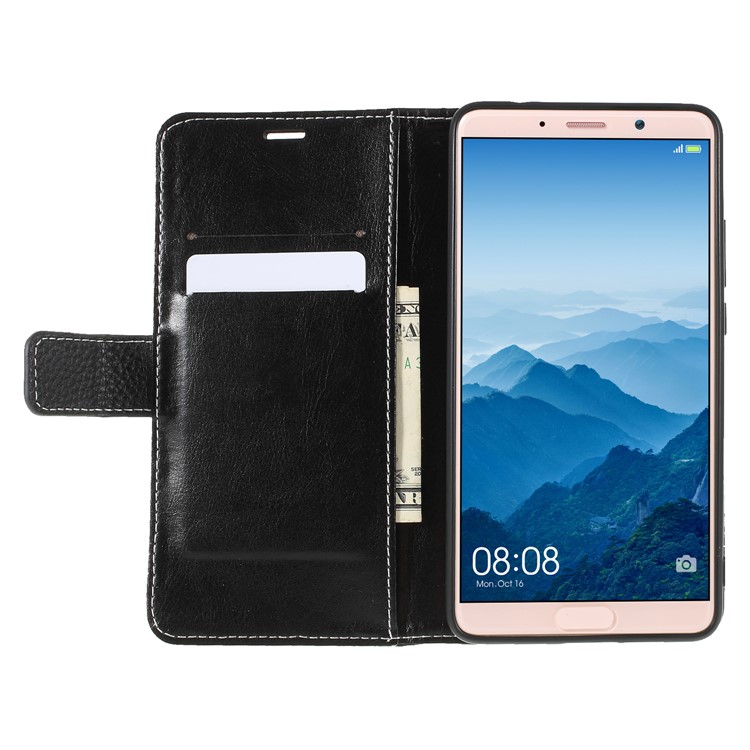 Litchi Texture Wallet Stand Leather Phone Case for Huawei Mate 10 - Black-6