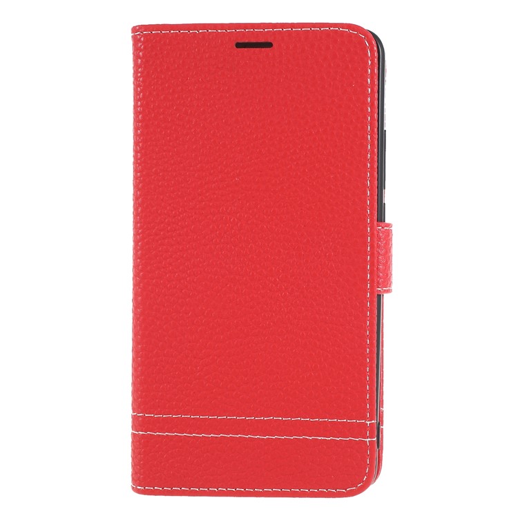 Litchi Texture Wallet Stand Leather Phone Cover for Huawei Mate 10 - Red-1