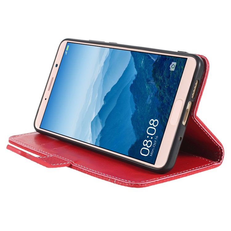 Litchi Texture Wallet Stand Leather Phone Cover for Huawei Mate 10 - Red-4