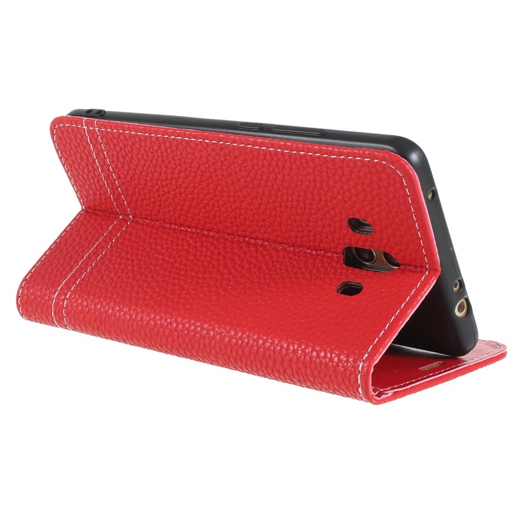 Litchi Texture Wallet Stand Leather Phone Cover for Huawei Mate 10 - Red-5