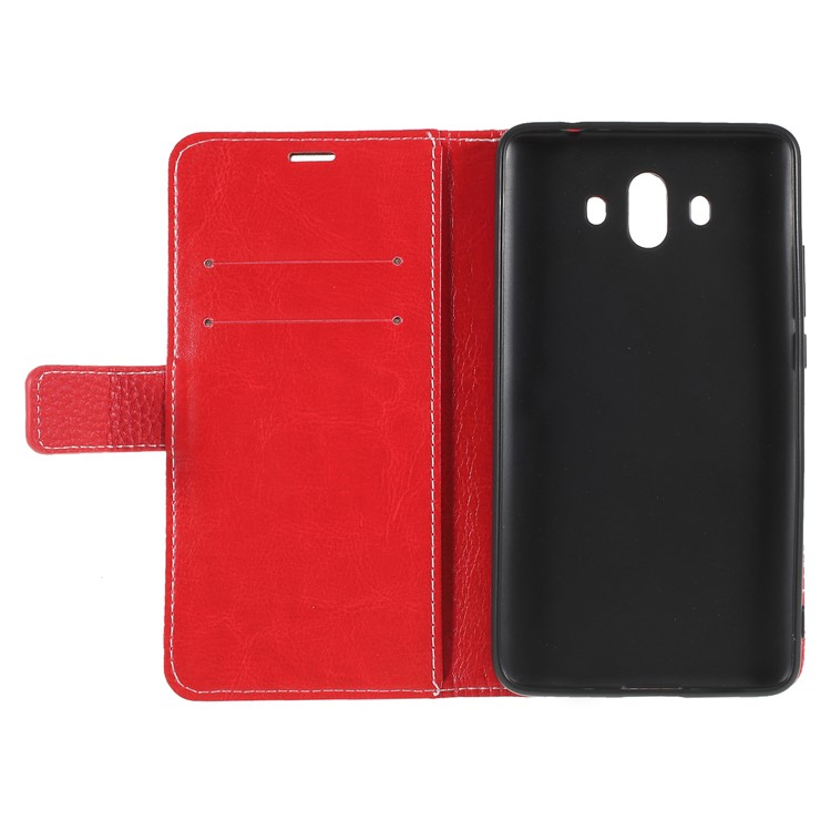 Litchi Texture Wallet Stand Leather Phone Cover for Huawei Mate 10 - Red-7
