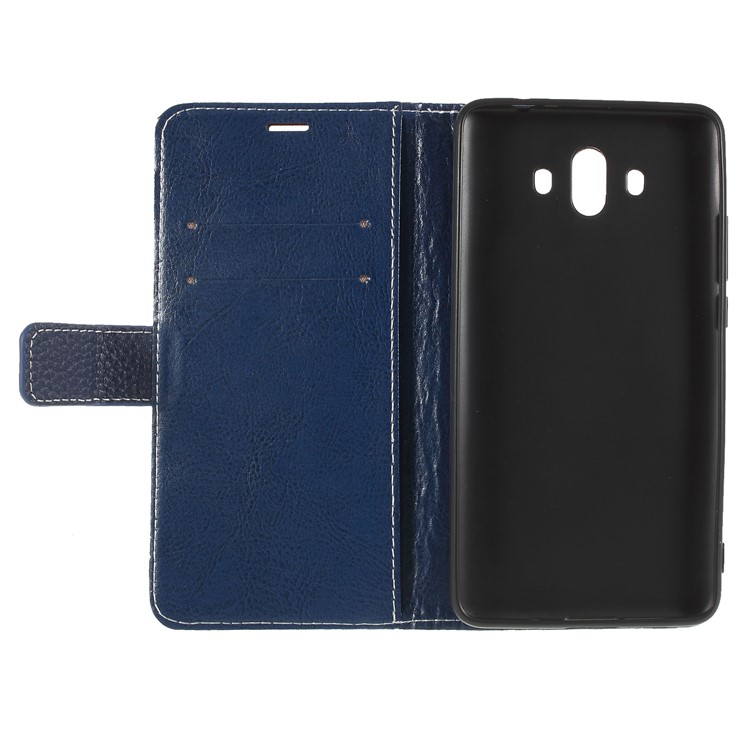 Litchi Texture Wallet Stand Leather Phone Shell for Huawei Mate 10 - Dark Blue-7