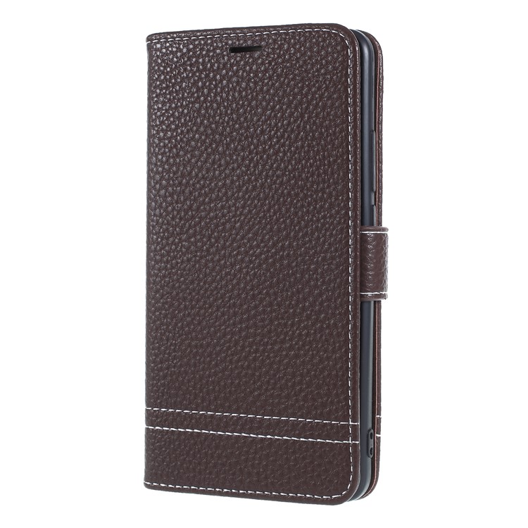 Litchi Texture Wallet Stand Leather Mobile Phone Case for Huawei Mate 10 - Coffee-3