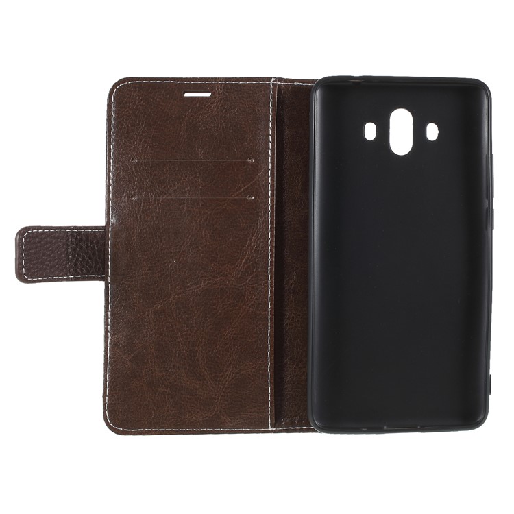 Litchi Texture Wallet Stand Leather Mobile Phone Case for Huawei Mate 10 - Coffee-7