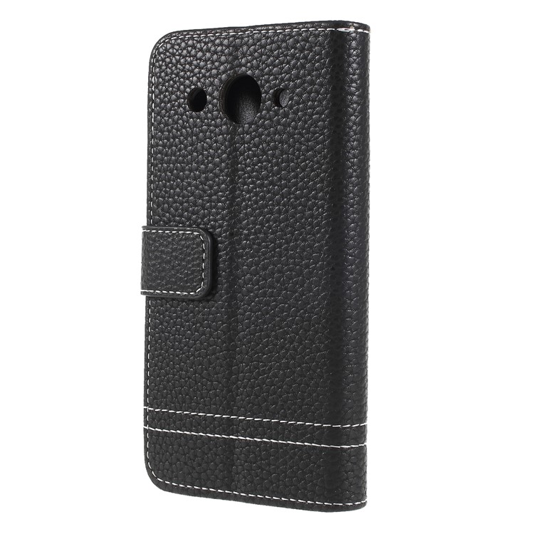 Litchi Texture Wallet Stand Leather Phone Case for Huawei Y3 (2017) - Black-2