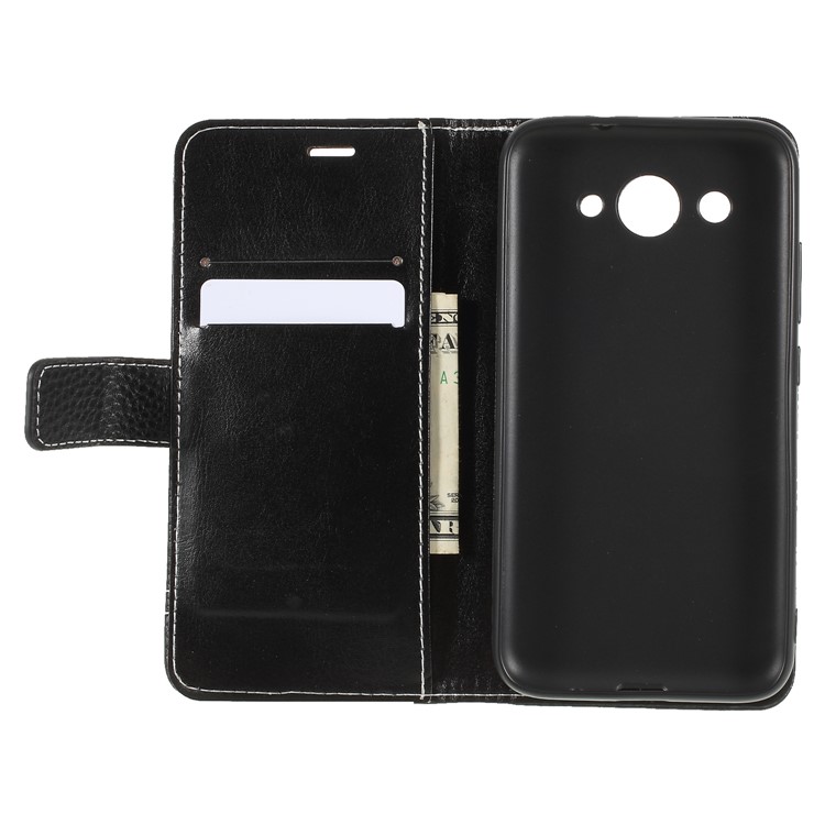 Litchi Texture Wallet Stand Leather Phone Case for Huawei Y3 (2017) - Black-6