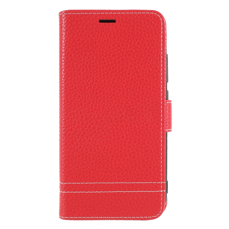 Litchi Texture Wallet Stand Leather Phone Cover for Huawei Y3 (2017) - Red-1