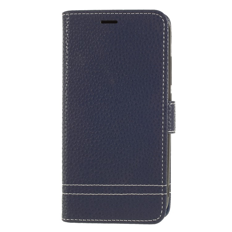 Litchi Texture Wallet Stand Leather Phone Casing for Huawei Y3 (2017) - Dark Blue-1