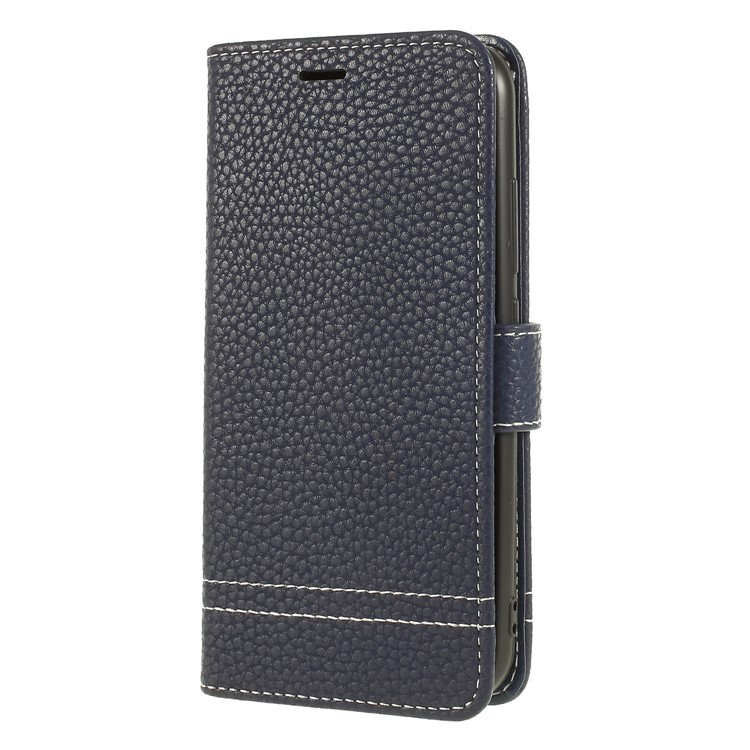 Litchi Texture Wallet Stand Leather Phone Casing for Huawei Y3 (2017) - Dark Blue-3