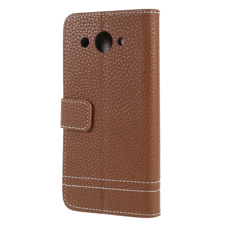 Litchi Texture Wallet Stand Leather Phone Shell for Huawei Y3 (2017) - Brown-2
