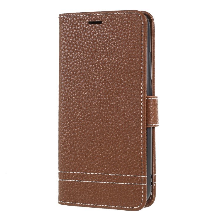 Litchi Texture Wallet Stand Leather Phone Shell for Huawei Y3 (2017) - Brown-3