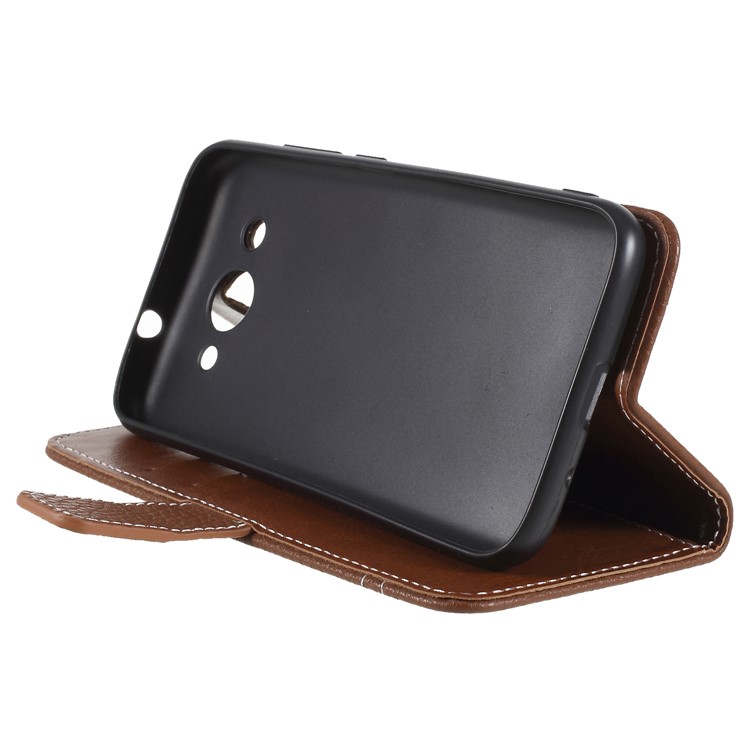 Litchi Texture Wallet Stand Leather Phone Shell for Huawei Y3 (2017) - Brown-4