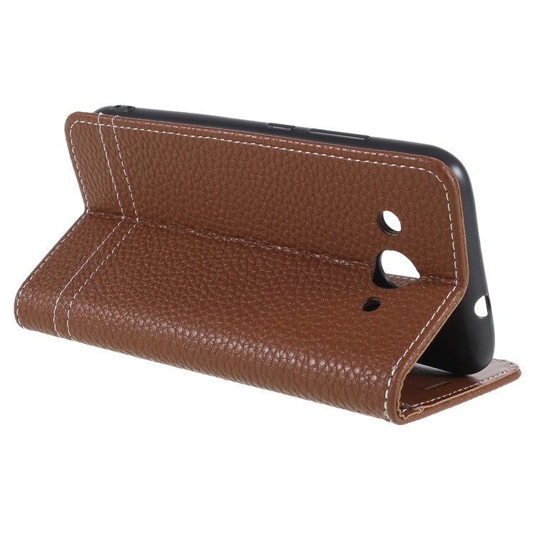 Litchi Texture Wallet Stand Leather Phone Shell for Huawei Y3 (2017) - Brown-5