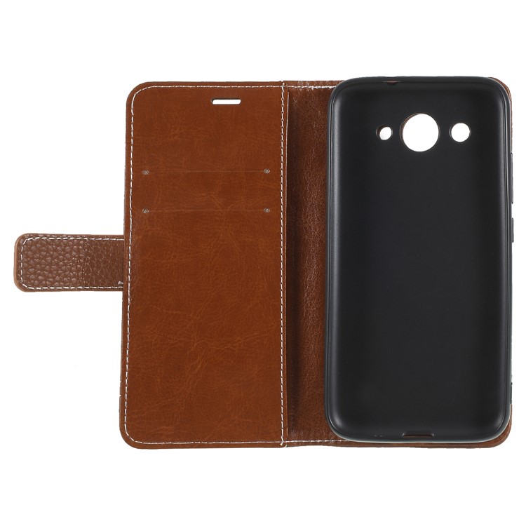 Litchi Texture Wallet Stand Leather Phone Shell for Huawei Y3 (2017) - Brown-6