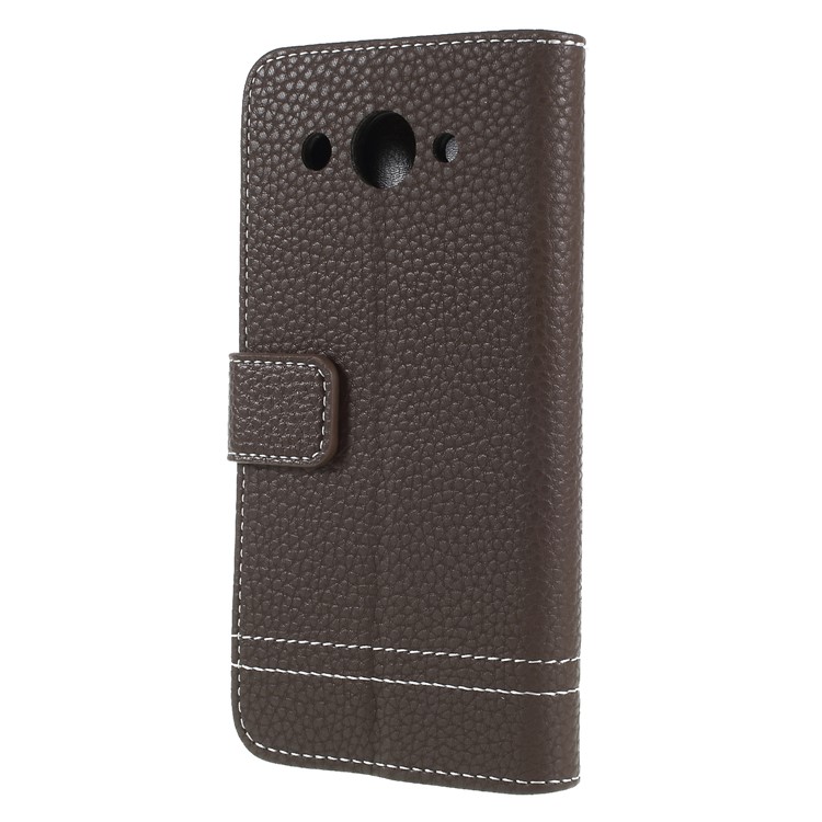 Litchi Texture Wallet Stand Leather Mobile Phone Case for Huawei Y3 (2017) - Coffee-2