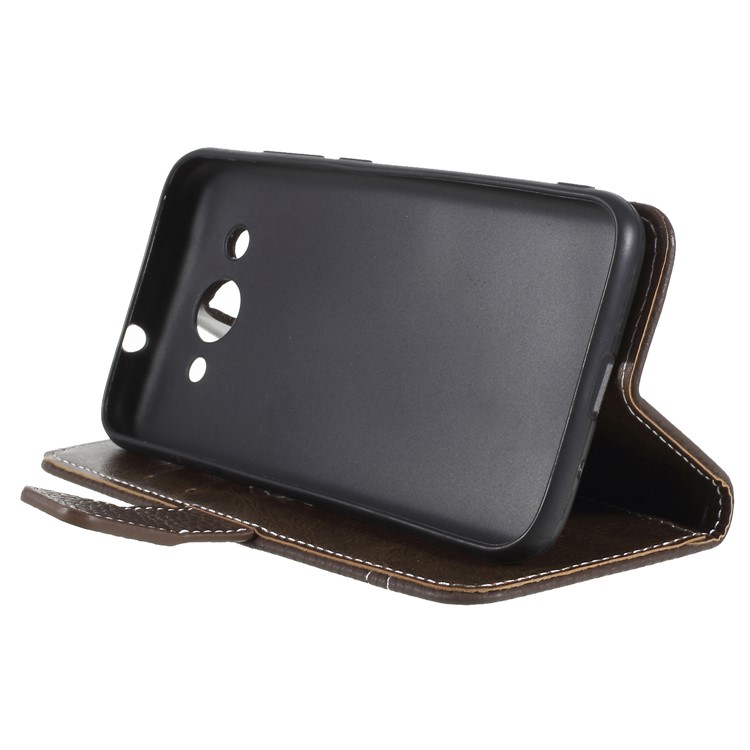 Litchi Texture Wallet Stand Leather Mobile Phone Case for Huawei Y3 (2017) - Coffee-4