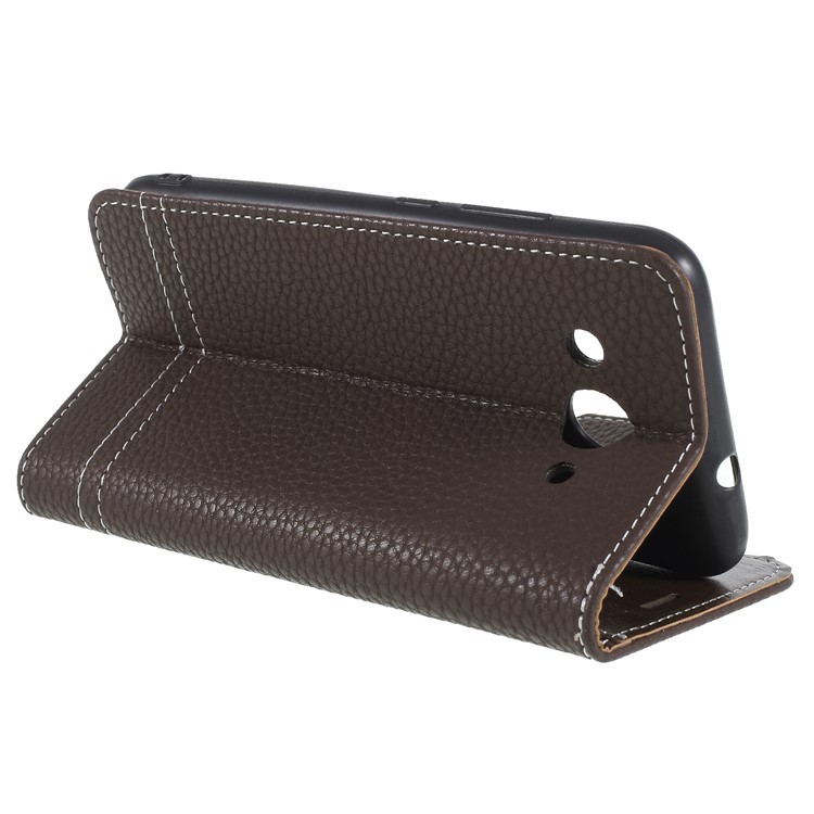 Litchi Texture Wallet Stand Leather Mobile Phone Case for Huawei Y3 (2017) - Coffee-5