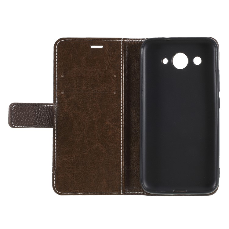 Litchi Texture Wallet Stand Leather Mobile Phone Case for Huawei Y3 (2017) - Coffee-6