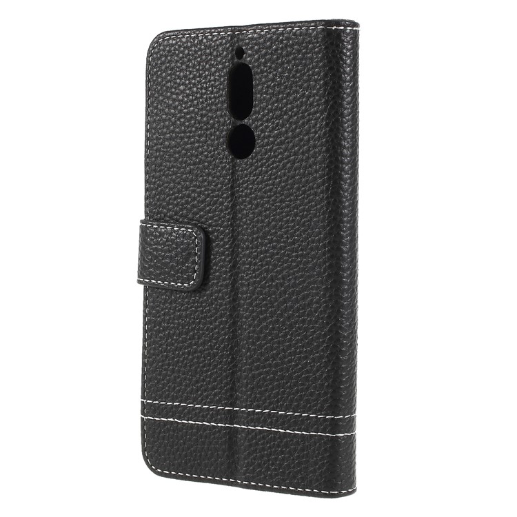Litchi Texture Wallet Stand Leather Phone Case for Huawei Mate 10 Lite/nova 2i/Maimang 6/Honor 9i (India) - Black-2