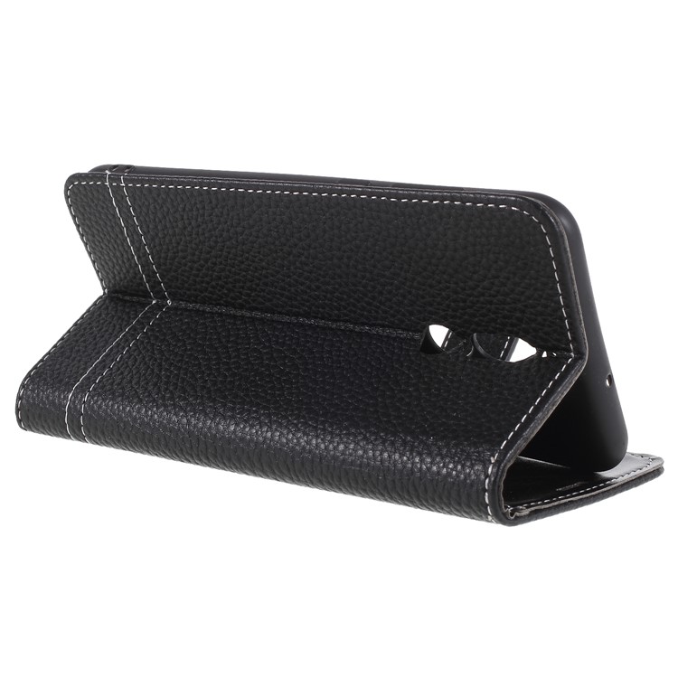 Litchi Texture Wallet Stand Leather Phone Case for Huawei Mate 10 Lite/nova 2i/Maimang 6/Honor 9i (India) - Black-5