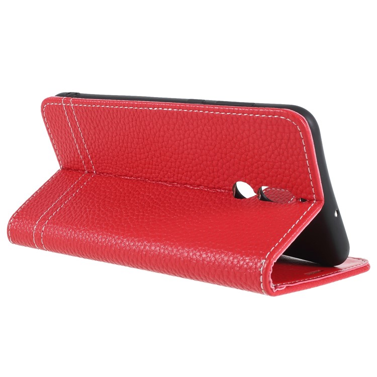 Litchi Texture Wallet Stand Leather Phone Cover for Huawei Mate 10 Lite/nova 2i/Maimang 6/Honor 9i (India) - Red-5