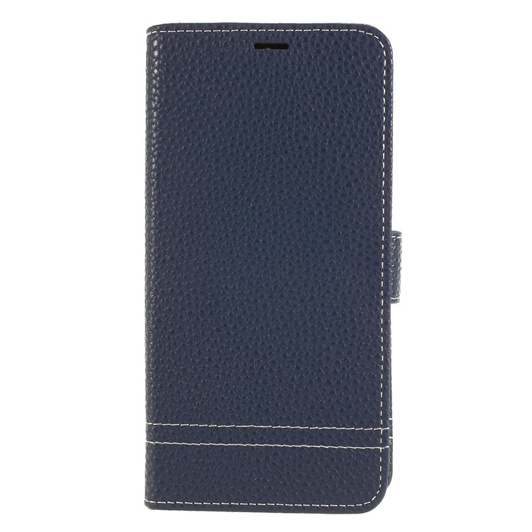 Litchi Texture Wallet Stand Leather Phone Shell for Huawei Mate 10 Lite/nova 2i/Maimang 6/Honor 9i (India) - Dark Blue-1