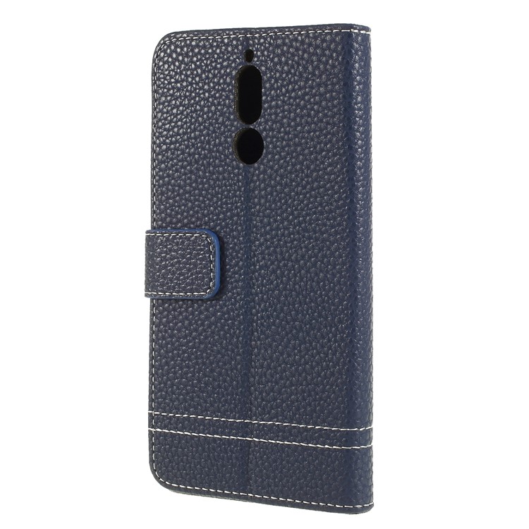 Litchi Texture Wallet Stand Leather Phone Shell for Huawei Mate 10 Lite/nova 2i/Maimang 6/Honor 9i (India) - Dark Blue-2