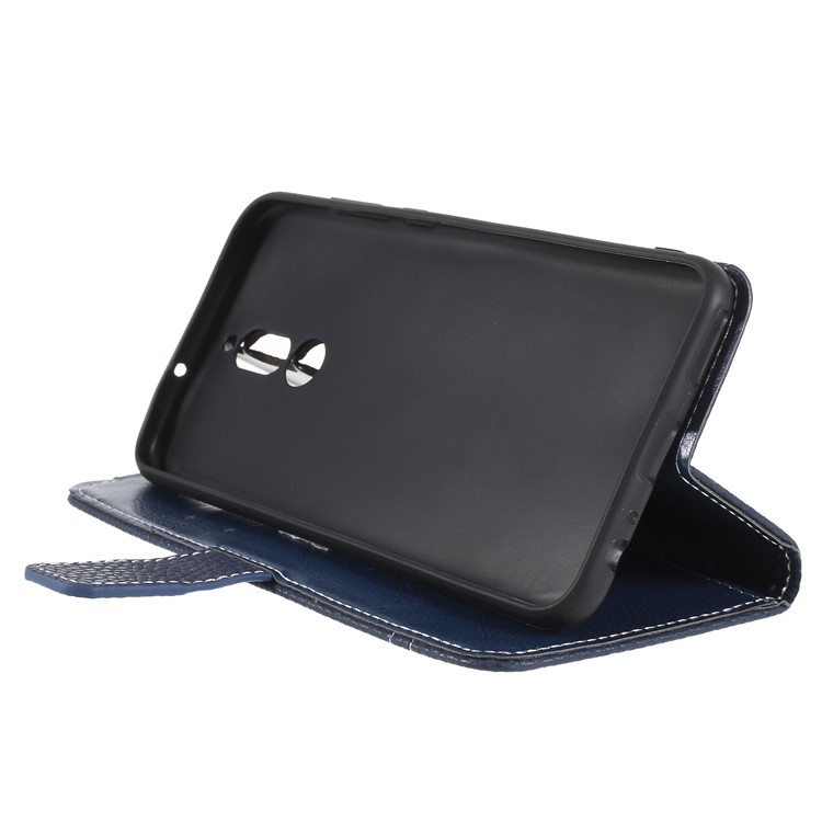Litchi Texture Wallet Stand Leather Phone Shell for Huawei Mate 10 Lite/nova 2i/Maimang 6/Honor 9i (India) - Dark Blue-4
