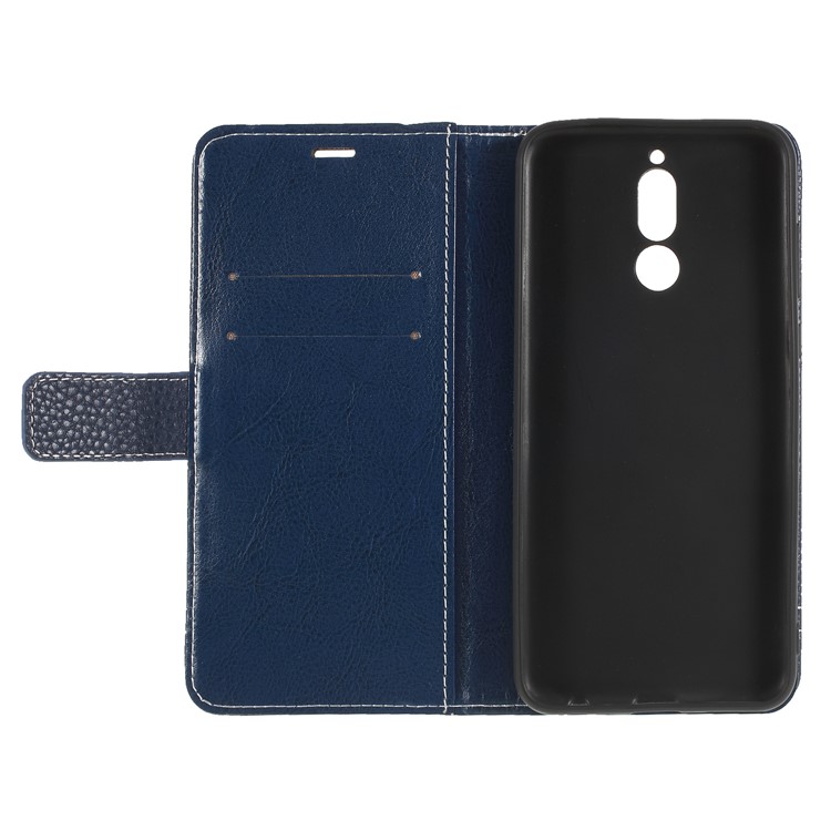 Litchi Texture Wallet Stand Leather Phone Shell for Huawei Mate 10 Lite/nova 2i/Maimang 6/Honor 9i (India) - Dark Blue-6
