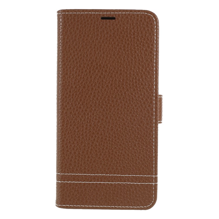 Litchi Texture Wallet Stand Leather Phone Casing for Huawei Mate 10 Lite/nova 2i/Maimang 6/Honor 9i (India) - Brown-1