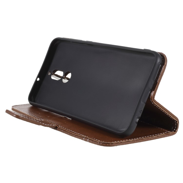 Litchi Texture Wallet Stand Leather Phone Casing for Huawei Mate 10 Lite/nova 2i/Maimang 6/Honor 9i (India) - Brown-4