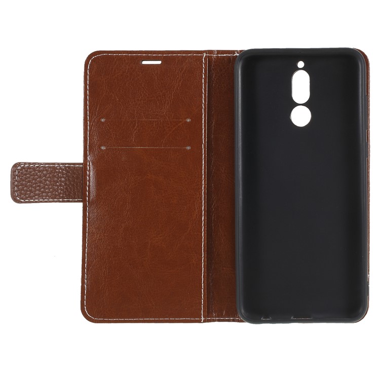 Litchi Texture Wallet Stand Leather Phone Casing for Huawei Mate 10 Lite/nova 2i/Maimang 6/Honor 9i (India) - Brown-6