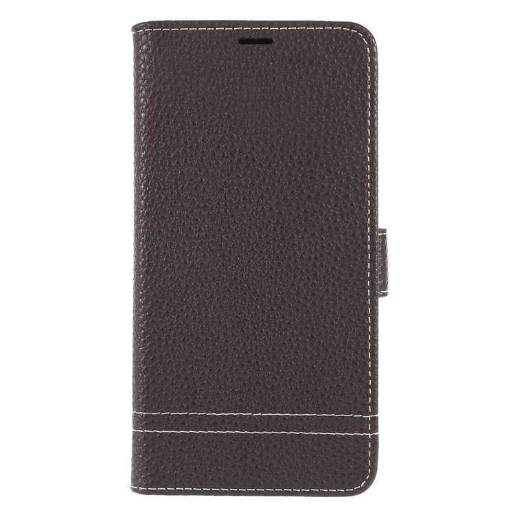 Litchi Texture Wallet Stand Leather Mobile Phone Case for Huawei Mate 10 Lite/nova 2i/Maimang 6/Honor 9i (India) - Coffee-1