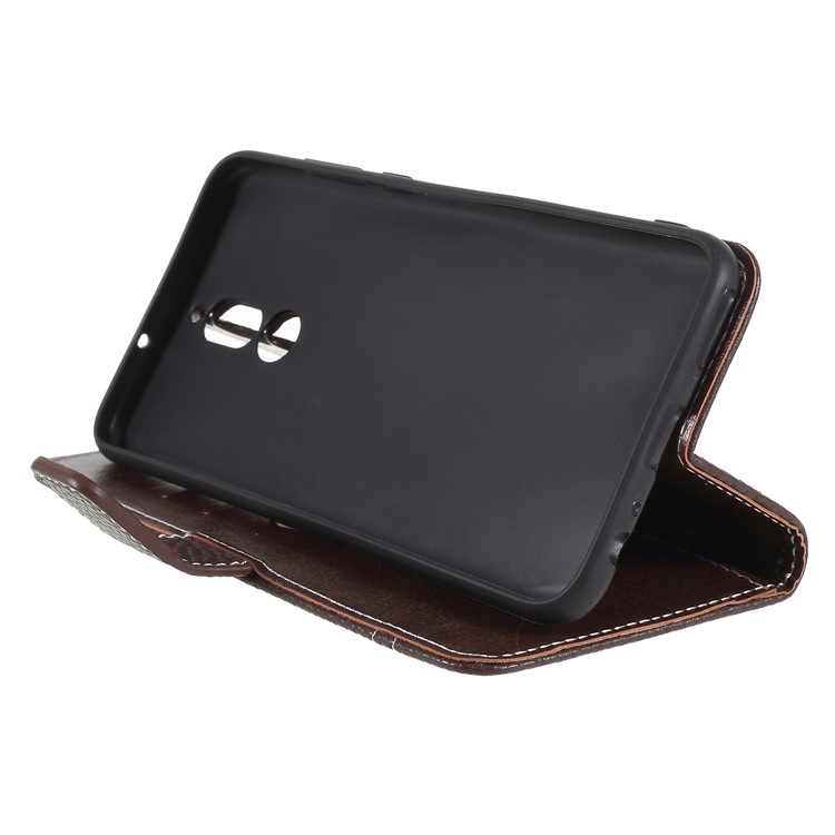 Litchi Texture Wallet Stand Leather Mobile Phone Case for Huawei Mate 10 Lite/nova 2i/Maimang 6/Honor 9i (India) - Coffee-4