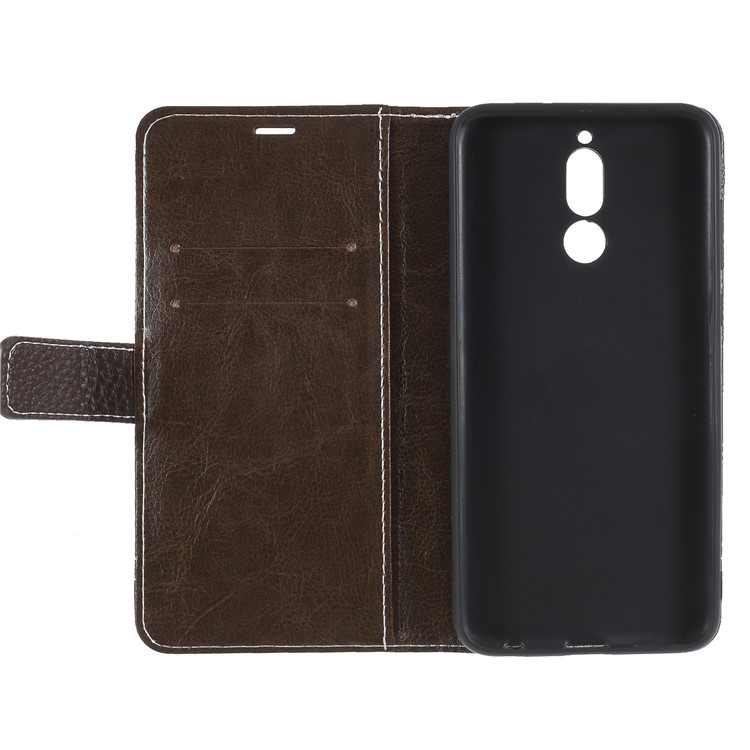 Litchi Texture Wallet Stand Leather Mobile Phone Case for Huawei Mate 10 Lite/nova 2i/Maimang 6/Honor 9i (India) - Coffee-6